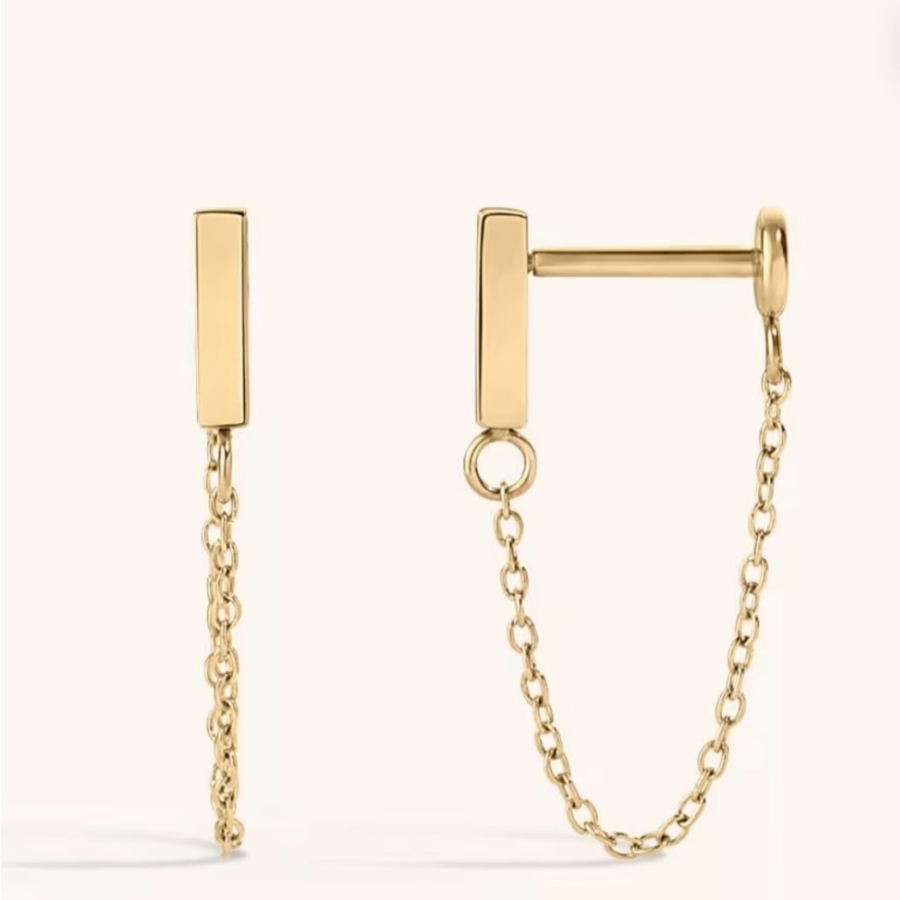 Maison Miru Little Bar Chain Flat Back Earrings